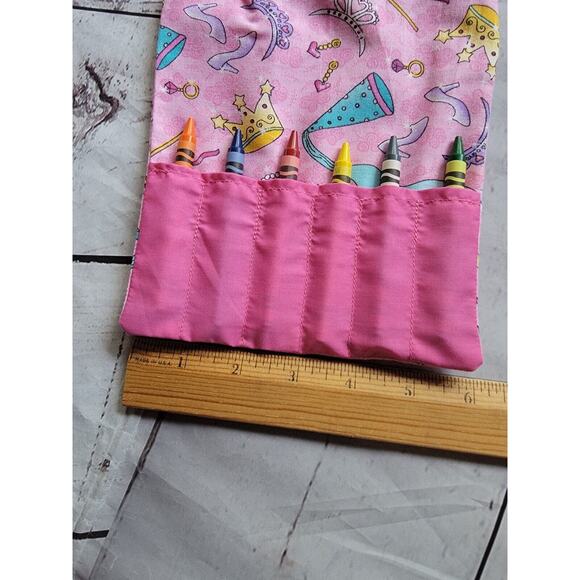 Princess Pink Crayon Holder Coloring Childrens Tote Bag gift bag handmade - Picture 4 of 7